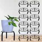 D&V Engineering-Iron Indoor/Outdoor Flower Pot/Plant Stand for Home Garden or Balcony décor (Round stand (Type-B), Set of 12)