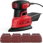 Detail Sander 200W 12500RPM 1.6A Mouse Sander Corded Electric Detail Grinding Machine with Dust Collection, 20PCS Sandpapers, All Inclusive Rubber Handle, for Sanding, Polishing Wood, DIY Decoration