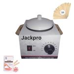 JackPro Wooden Handle Aluminum Paraffin Wax Heater for Women Hair removing Easy to Use Suitable for all types of Skin With 10 Wooden Spetulas