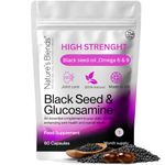 Nature’s Blends Black Seed Oil Capsules 500mg - Cold Pressed Nigella Sativa Capsules with Glucosamine – High Strength Omega 6 & 9 for Immune Support, Hair & Joint Health – 60 Softgels