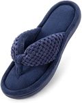 ULTRAIDEAS Women's Popcorn Flip Flop House Slipper with Memory Foam, Navy, 5-6