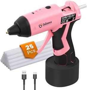 Cordless Hot Glue Gun, GoGonova 15s Fast Preheating 5Ah Built-in Battery Hot Melt Glue Gun, Smart Power-Off, Kit with 25 Pcs Premium Mini Glue Sticks and USB-C Charging Port(Pink)