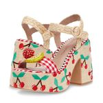 Betsey Johnson Women's Cheyne Heeled Sandal, Natural Multi, 4 UK