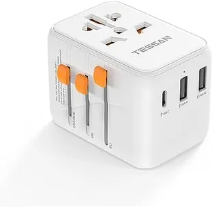 Universal Travel Adapter, TESSAN International Plug Adaptor with 1 USB C Wall Charger 2 USB A Ports, Travel Essentials Worldwide Power Outlet for US to European EU UK AUS (Type C/G/A/I)