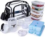 ThinkFit Clear Lunch Bag with 6 Meal Prep Containers - BPA-Free, Reusable, Microwave + Freezer Safe - With Shaker Cup and more! Clear Lunch Box - Clear Lunch Bags for Work - Transparent Lunch Bag