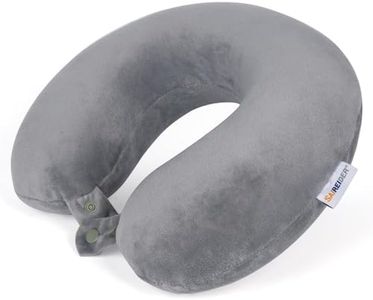 SAIREIDER Travel Pillows for Sleeping Airplane 100% Pure Memory Foam Neck Pillow for Airplanes Washable Cover(Grey)