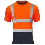 Stormway High Visibility T-Shirt, UV Protected, EN ISO 20471, Breathable Polyester, Hi Vis Workwear, Outdoor & Construction, Orange/Navy, L.