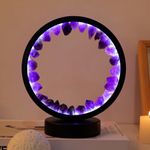 Runyansghi Amethyst Night Lamp 8.6" Natural Healing Crystal Bedside Lamp USB Port 3 Colours Dimming Mode Bedroom Lamp Suitable Night Light for Living Room Bedroom Office Home Decor Ideal Gift