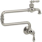 KOHLER K-99270-SN Artifacts Single-Hole Wall-Mount Pot Filler Kitchen Sink Faucet with 22-Inch Extended Spout, Vibrant Polished Nickel