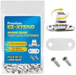EZ-Xtend Marine Grade Twist Lock Fasteners - Nickel Plated Brass Turn Button Fastener with Stainless Steel Screws for Canvas, Marine Fastener Turn Buttons (Long Base - 10 PK)