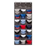 IREENUO Hat Rack for Wall and Door -- 24 Clear Deep Pockets Hats Organizer for Storage and Display Baseball Cap, 4 Door & Wall Hooks Included, Dark Gray