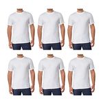 Kirkland Signature Men's Crew Neck Tee 100% Combed Heavyweight Cotton T-Shirts (Pack of 6), White, X-Large