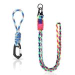 YUDAWN Heavy Duty Lanyard, 2 PCS Colorful Paracord Lanyard Braided Keychain Neck Lanyard Paracord Keychains with Carabiner for Keys ID Card Badge Outdoor Activities