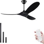 70 Inch Wood Ceiling Fan Outdoor Ceiling Fans for Patios Waterproof, Black Ceiling Fan No Lights Damp Rated 3 Blade Large Airflow Indoor Outdoor Large Ceiling Fan for Exterior House Porch Gazebo
