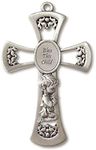 Bless This Child BOY Pewter Wall Cross For First Communion, Christening Baptism Shower