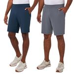 32 Degrees Cool Men's 2 Pack Stretch Comfort Active Performance Shorts (as1, Alpha, x_l, Regular, Regular, Gray/Navy), Gray/Navy, X-Large