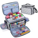 Luxja High Capacity Sewing Accessories Organiser, Sewing Organiser Bag, Sewing Supplies Organiser with Shoulder Strap, Grey Dots