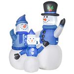 HOMCOM 4ft Inflatable Christmas Snowmen Family Xmas LED Outdoor Indoor Holiday Decorations Yard