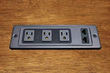 Electriduct in-Desk/On-Desk/Under The Table Desk Power Center - 3 Outlets & 2 CAT6 Ethernet RJ45 Data Ports (Black)