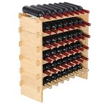 VEVOR 48 Bottle Stackable Modular Wine Rack, 6-Tier Solid Bamboo Wood Storage Racks, Floor Freestanding Wines Holder Display Shelf, Wobble-Free Shelves for Kitchen, Bar, and Cellar (Natural Color)