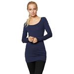 VERO MODA Womens Vmmaxi My Soft U-neck Noos Long Sleeve Top, Blue (Black Iris), S UK