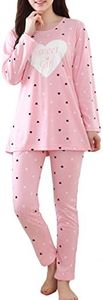 MyFav Girls' Comfy Sleepwear Hearts Shape Pajama Set Sweet Dream Leisure Nighty (1-Pink, 7 Years)