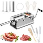 Huanyu Horizontal Sausage Stuffer 3L Manual Sausage Stuffer with 4 Stuffing Tubes Stainless Steel Sausage Maker Home Sausage Stuffer Sausage Maker Machine