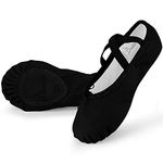 Soudittur Ballet Shoes Girls Dance Slippers Canvas Gymnastic Yoga Shoes Split Sole Canvas Flat for Kids and Adult (Size 10 UK Child, Black)