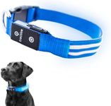 Tractive LED Light Up Dog Collar USB Rechargeable Waterproof (Blue)