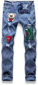 GAGELE Boy's Skinny Ripped Jeans Destroyed Distressed Stretch Slim Fit Denim Pants