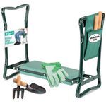 LIVIVO 2-in1 Garden Kneeler Seat with Handles & Tool Bag - Heavy‑Duty Foldable Gardening Kneeling Pad and Kneeling Stool - Gardening Seats for Seniors and Elderly - Gardening Gifts for Women and Men