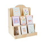 SUPERFINDINGS Tiered Wooden Greeting Card Display Stand Sticker Display Stand Magazines Organizer Art Prints Display Holder Vendors Postcard Organizer Multipurpose Brochure Holder, 37.2cm