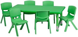 Flash Furniture Rectangular Activity Table Set, 24"W x 48"D x 14.50" - 23.75"H, Green