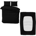 MOONLIGHT20015 4 Piece Double Bedding Set - Duvet Cover, Fitted Sheet with Pillow cases - Soft Brushed Microfiber – Black