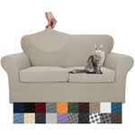 YEMYHOM 3 Pieces Couch Cover Latest Jacquard Design High Stretch Sofa Covers for 2 Cushion Couch, Pet Dog Cat Proof Loveseat Slipcover Non Slip Magic Elastic Furniture Protector (Loveseat, Khaki)