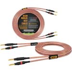 WORLDS BEST CABLES Van Damme 2 x 2.50 mm2 (2x 14AWG) - 3 Meter – 99.99% UP-LCOFC Figure-8 Audiophile Hi-Fi Speaker Cable Pair w/Eminence Gold Plated Banana Plugs