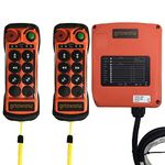 6-Channel Button Industrial Wireless Crane Radio Remote Control for Overhead Bridge Truck Crane with Emergency Stop 2 Transmitters and 1 Receiver 12-24V