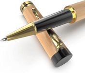 Wordsworth & Black Luxury Wooden Bamboo Rollerball Pen Set- Refillable Pen, Gift Case; Journaling, Calligraphy, Drawing, Smooth Writing [Maple Wood]