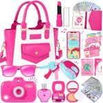 Loscola Little Girls Purse, Kids Toddler Purse with Pretend Makeup Girl Toys, Play Purse for Little Girls, Princess Play Toy Kids Purse Christmas Girl Gifts Toys for 3 4 5 6 7 8 Year Old Toddler Girls