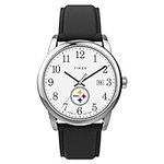 Timex Tribute Men's NFL Easy Reader 38mm Watch – Pittsburgh Steelers with Black Leather Strap