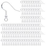 Earring Hooks 925 Sterling Silver Ear Wires Fish Hook Earring with Spring Ball for DIY Jewelry Customize Making 100 Pcs Silver Plating