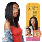 Sensationnel Curls Kinks & CO Textured Clip In Human Hair Blend Hair Extension 9PCS - ALPHA WOMAN 12 INCH (1B Off Black)