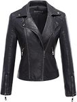 Tanming Women's Faux Leather Moto Biker Short Coat Jacket (Black6-L)