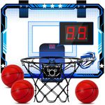 Xucutu Indoor Mini Basketball Hoop for Kids with 7 LED Lighting- Over The Door Basketball Mini Hoop with Electronic Scoreboard, 3 Mode & Batteries,Basketball Toys Gifts for Kids, Adults