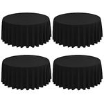 FXKS 4 Packs Black Round Table Cloth 70 Inch Circular Table Cloth, Stain and Resistant Washable Polyester Round Tablecloth Table Cover for Wedding Parties Banquet Reception Gift Table