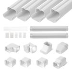 VEVOR Mini Split Line Set Cover 3-inch W 17.6Ft L, PVC Decorative Pipe Line Cover for Air Conditioner with 4 Straight Ducts & Full Components Easy to Install, Paintable for Heat Pumps, White