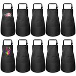 Geebuzz 10 Pieces Kids Apron Adjusable Blank DIY Children Chef Aprons Craft Aprons with Pockets for Kitchen Painting Cooking Baking (Black, Large)