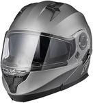 AHR Motorcycle Helmet Dual Visor Modular Flip up Full Face Helmet DOT Approved - AHR Helmet Run-M3 for Adult Motorbike Street Bike Moped Racing (Dark Grey, L)