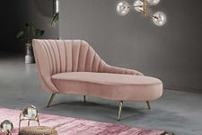 Wooden Furniture City | Chesterfield Lounger Sofa Chaise Lounge with Stainless Steel Leg for Your Loving Space Living Room, Office, Bedroom (Pink)