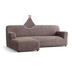 Menotti L Shape Sofa Cover - Sectional Covers - Chaise Lounge Couch Cover - Soft Polyester Fabric Slipcovers - 1-piece Form Fit Stretch Furniture Slipcover - Microfibre - Choco (L-Shape Left)